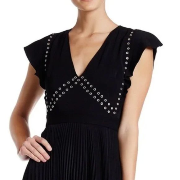 A.L.C. Mara Grommet Trim Pleated Maxi Dress - Size 0 - Picture 2 of 10